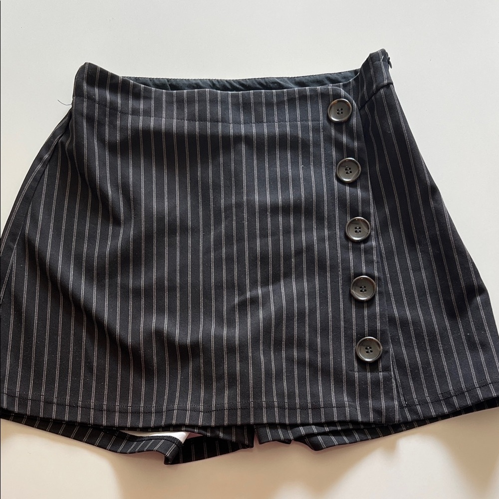 Marshalls Black Pinstripe Button Skort